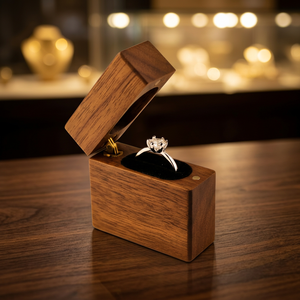 Caja de Joyería de Lujo con Tapa de Nogal, Caja Doble para Anillos de Boda, Personalizada para Compromiso - Product Image 5