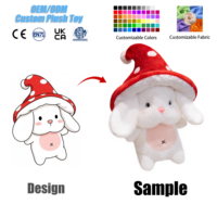 Peluche personnalisée Lapin Champignon, Douce et Cuddly, Animal en Peluche Kawaii, Coussin en Peluche Personnalisé, Décoration de Chambre d'Enfant en Maille, Cadeau, Vente en Gros