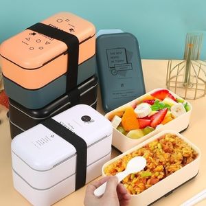 Recién llegado, cubiertos portátiles <span class=keywords><strong>de</strong></span> plástico ecológico, diseño <span class=keywords><strong>de</strong></span> encuadernación, contenedores <span class=keywords><strong>de</strong></span> almuerzo, contenedor <span class=keywords><strong>de</strong></span> <span class=keywords><strong>comida</strong></span>, fiambrera Bento <span class=keywords><strong>de</strong></span> 2 capas - Product Image 2