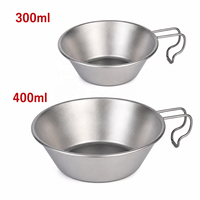Vente en gros de tasses Sierra en titane pur de 300 ml - Tasse de camping portable ultralégère avec poignée incurvée - Fabricant OEM/ODM