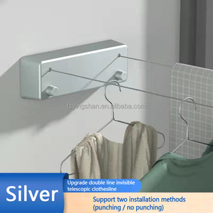 Séchoir à linge mural intérieur en acier inoxydable rétractable à double niveau - Product Image 2