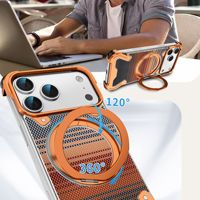 Protector de Pantalla para iPhone 18 Pro Max, Funda Magnética Metálica con Anillo de Soporte 360, Transparente, Anti-Caídas, Anti-Rayones, a Prueba de Golpes