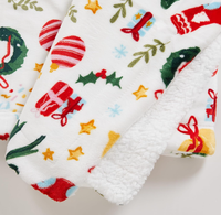 Jeté de Noël en sherpa - Couverture imprimée pour les fêtes, super douce, pour canapé, fauteuil ou lit - Douce, luxueuse et moelleuse, pour les fêtes