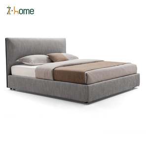 현대 편안한 가구 나무 퀸 침대 프레임 아름다움 패브릭 침실에 대 한 덮개를 씌운 킹 사이즈 침대 - Product Image 2