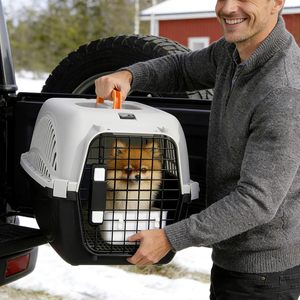 Cage de transport rigide <span class=keywords><strong>pour</strong></span> chiens et chats, mini, portable, avec porte <span class=keywords><strong>en</strong></span> fil d'acier, gamelle d'eau, séparateur d'urine et fentes de ventilation, <span class=keywords><strong>pour</strong></span> voiture - Product Image 3
