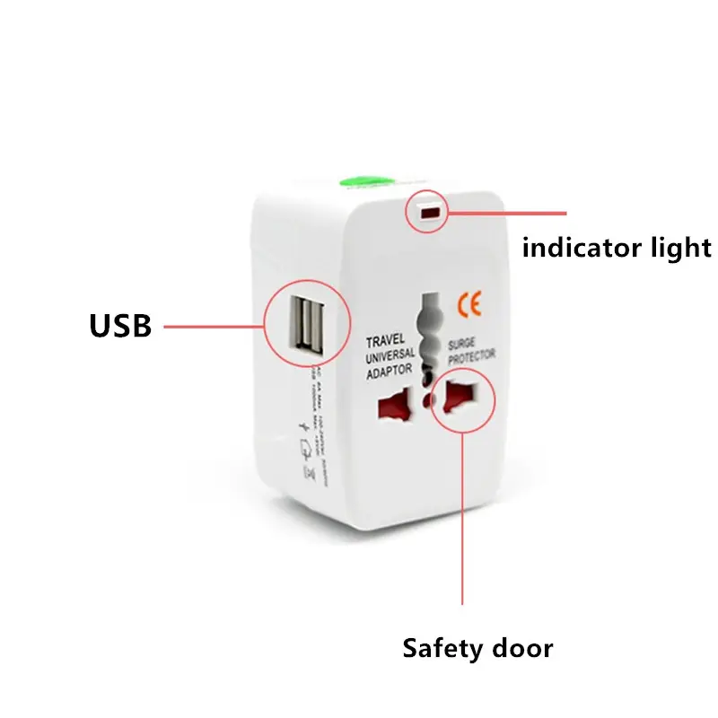 Universal Dual USB Travel Adapter with 2 USB US UK EU AU Universal travel Adaptor International smart Adapter plug