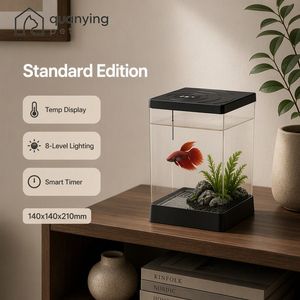 Aquário Inteligente Mini Quanying Pet QY-Z24 Edição Padrão Preto 140x140x210mm Acrílico de Alta Clareza com Luz LED de 8 Níveis - Product Image 1
