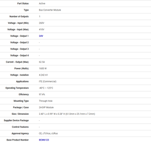 Module d'alimentation BCM6123TD1E2663T00 1600W - En stock - Product Image 6
