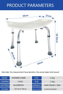 Chaise de bain chromée rétractable et réglable en hauteur, capacité de charge 150 kg, design contemporain <span class=keywords><strong>pour</strong></span> la sécurité des personnes âgées dans la salle de bain - Product Image 5