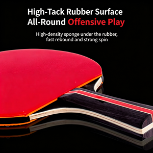 Raquette de tennis de table professionnelle, bois 5 plis, couche de carbone, caoutchouc collant inversé, éponge 1,8 mm, poignée anatomique, contrôle équilibré - Product Image 3