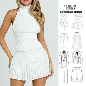 OEM personnalisé femmes de haute qualité col haut dos nu plissé cravate <span class=keywords><strong>Bac</strong></span> haut jupes plissées ensemble 2 pièces - Product Image 1