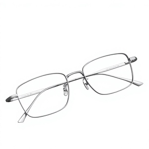 Gafas de Miopía Ultraligeras de Titanio Puro LEX, Montura de Alambre Plateado Estilo Ejecutivo, Lentes AC, Montura Cuadrada Retro de Aro Completo para Hombre - Product Image 1