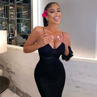 Nouvelle Collection Été – Robe Longue Moulante Vintage Européenne et Américaine pour Femme, Col V, Sans Bretelles, Style Élégant, Couleur Unie
