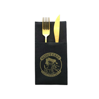 Serviettes en papier Noble Black, couverts jetables, serviettes de poche, aspect lin, serviettes de table Airlaid
