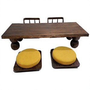 Modern Solid Wood Rectangular Dining Table 2 Stool 2 Chair <b>Set</b> <b>Restaurant</b> <b>Set</b> Eco-Friendly Durable Easy Clean Commercial Use - Product Image 1