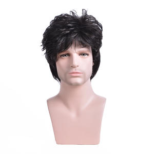 Pelucas de Moda para <span class=keywords><strong>Hombre</strong></span>, Estilo Europeo y Americano, Cortas y Rizadas, con Diadema, Negras y Realistas, Suministradas por Fábrica China para <span class=keywords><strong>Amazon</strong></span> - Product Image 3