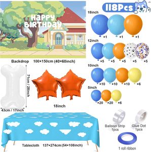 118 Uds perro Azul fiesta decoraciones suministros de <span class=keywords><strong>cumpleaños</strong></span> pata globos guirnalda arco Kit telón de fondo mantel hueso globo niños <span class=keywords><strong>cumpleaños</strong></span> - Product Image 5