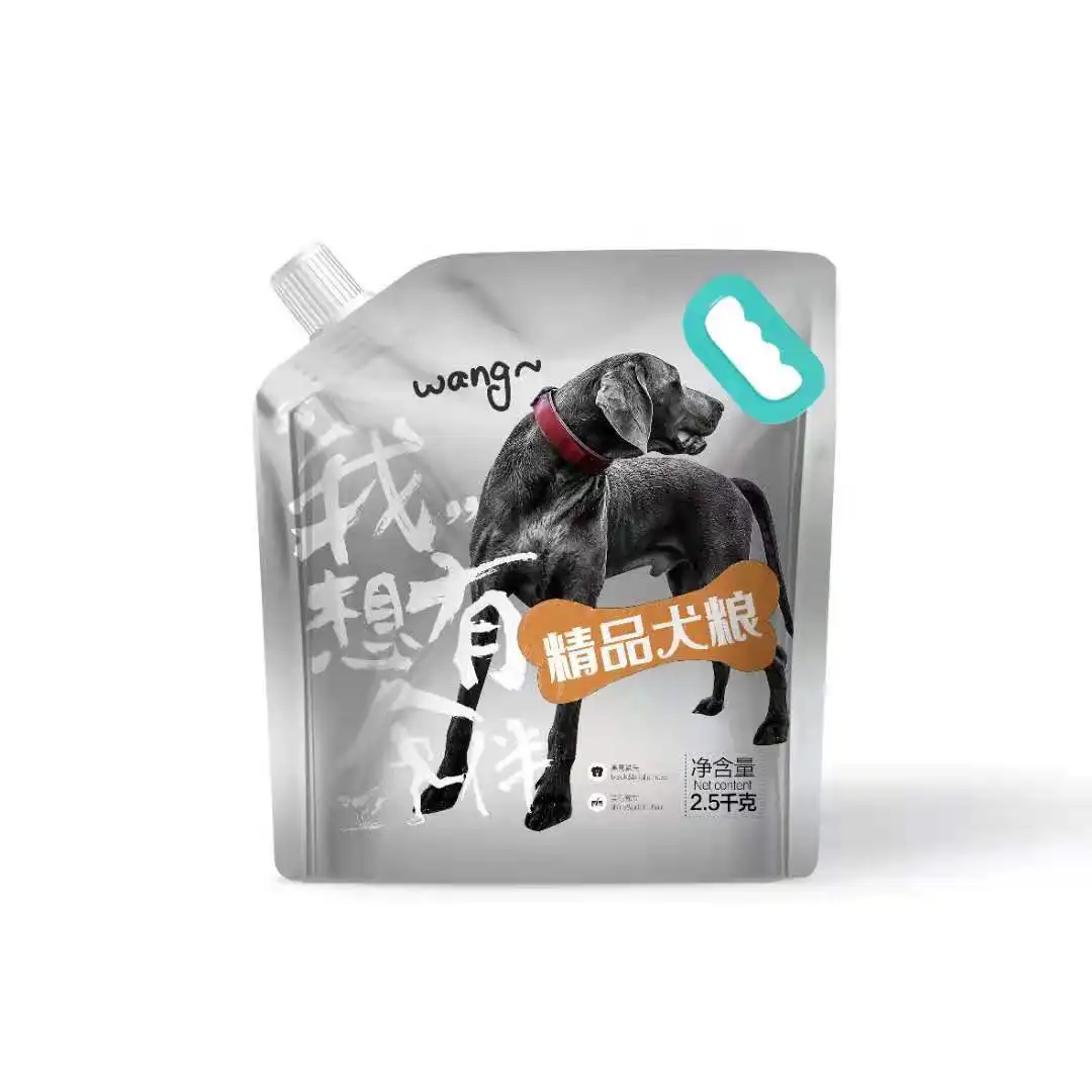 Custom Design High Quality Matte Plastic Packaging 5kg 10kg Pet Snack Dog Treat Bags Spout Pet Food Bags
