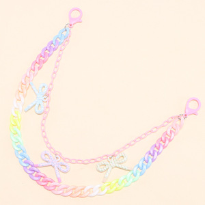 โซ่คาดเอวอะคริลิคสีสันสดใสสำหรับผู้หญิง สไตล์พังก์ แฟชั่นสำหรับออกงานกลางคืน ดีไซน์โบว์สีชมพูแบบหลายชั้น - Product Image 4