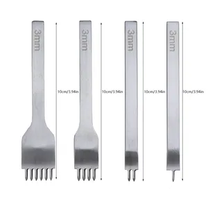 4Pcs/lot Leather Craft Tool Spacing Punch 3/4mm Hole Chisel Lacing Stitching Sewing DIY Leather Craft Tools DIY Hand Tool