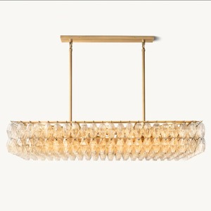 Lustre en cristal à 9 lumières, grand modèle, taillé et poli à la main, <span class=keywords><strong>suspension</strong></span> multi-ports, <span class=keywords><strong>luminaire</strong></span> suspendu en <span class=keywords><strong>grappe</strong></span> pour grand hall d'entrée - Product Image 1