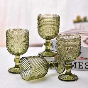 Оптовая продажа винтажная Праздничная Свадебная стеклянная посуда для дома, Цветные Бокалы Для Вина, спрессованные водой синие стеклянные бокалы - Product Image 5