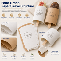 Fundas de cartón desechables personalizadas para paletas de helado, envases de grado alimenticio para barras de helado, envoltorios para helados con logo impreso a cuatro colores