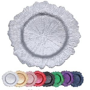 Assiette en plastique de style européen, luxe léger, pour cuisine occidentale, assiette décorative de banquet avec finition électroplaquée et peinte - Product Image 6