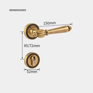 <strong>French</strong> Brushed Bronze Patina Process FBS Solid Brass Door Handle Vintage Door Handle Set with Dummy <strong>Lock</strong> for Double Doors OEM - Product Image 6
