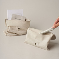 PandaSew Pochette à bijoux en coton et lin de luxe avec logo personnalisé, pour parfums, soins de la peau, soins personnels, emballage cadeau, style enveloppe