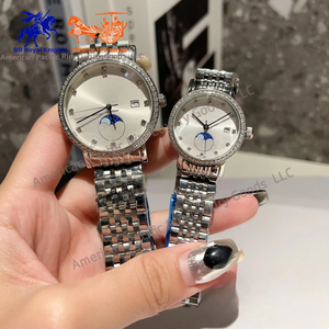 Relojes de Moda para Hombre y Mujer con Esfera de Aleación Longnes, Correa de Acero, Luminosos, Resistentes al Agua, Movimiento de Cuarzo, Regalo de Lujo, Ronda - Product Image 2