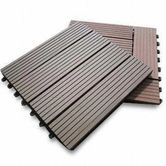 Suelo compuesto de plástico y madera para interiores, baldosa de cubierta entrelazada para patio, jardín, piscina, balcón, pasarela, tablero WPC