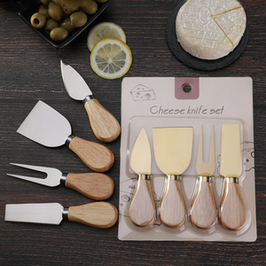 Juego de 4 Cuchillos para Queso de Acero Inoxidable con Mango de Bambú e Inserto de Goma, Tabla para Queso para Uso Doméstico o en Restaurantes - Product Image 5