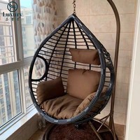 Balançoires de jardin modernes en métal pour l'extérieur, chaises suspendues en forme d'œuf roses pour enfants, pour balcon