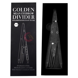 ฉลากส่วนตัวที่สวยงามกล่องบรรจุภัณฑ์ Microblading กึ่งถาวรแต่งหน้าไม้บรรทัดเข็มทิศสแตนเลสคิ้วการทำแผนที่ไม้บรรทัด - Product Image 4