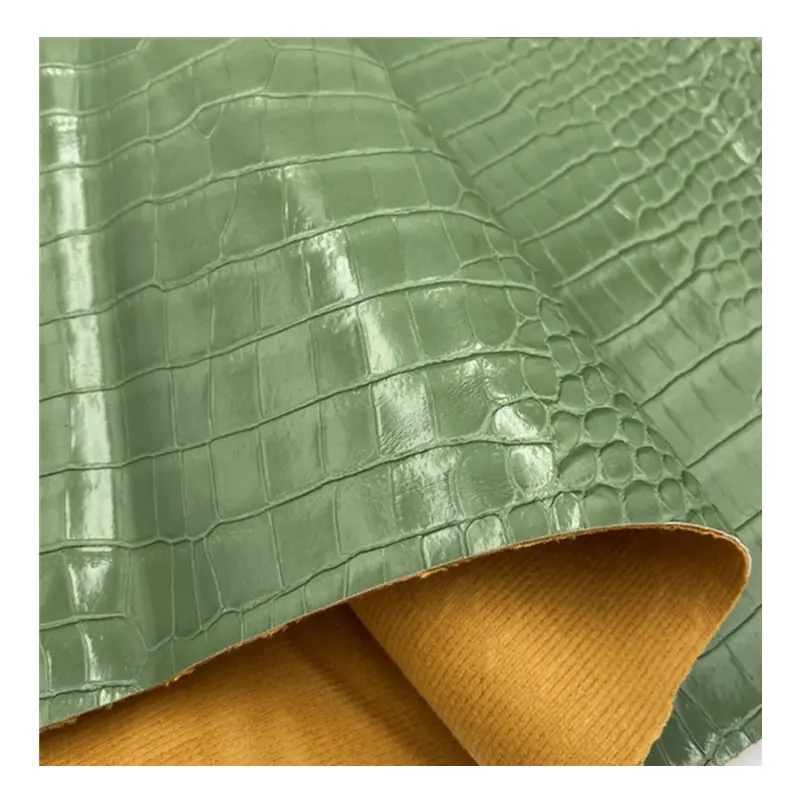 قماش جلد صناعي من مادة بو الاصطناعية لحبيبات التمساح 1 كلاسيكي للبيع بالجملة ، قماش لحقائب الأحذية