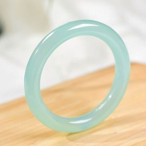 Calcedonio naturale <span class=keywords><strong>azzurro</strong></span> di colore congelato ragazza agata di giada simile al ghiaccio sottile striscia rotonda blu ghiaccio trasparente braccialetto di bellezza HANFU - Product Image 2