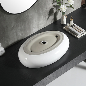 Pinzhu Bagno vanità bacini di ceramica fatti a <span class=keywords><strong>mano</strong></span> bianco lucido lavello controsoffitto bagno in ceramica <span class=keywords><strong>lavabo</strong></span> <span class=keywords><strong>lavabo</strong></span> - Product Image 5