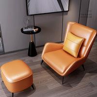 Fauteuil de loisirs modulaire confortable au design traditionnel, réglable, en cuir PU, avec repose-pieds marron, couleur personnalisable, pour la maison et le bureau