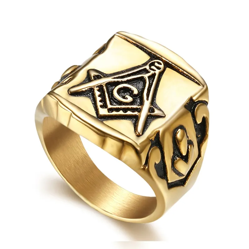 थोक कस्टम कास्टिंग मेसोनिक स्टेनलेस स्टील की अंगूठी सोने चांदी पुरुषों की मेसोनिक अंगूठी