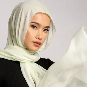 JYL Viscose Long Wraps Single Stitching Modal Cotton Muslim Headscarf Soft Hijab Shawl Women Cotton Hijab Scarf