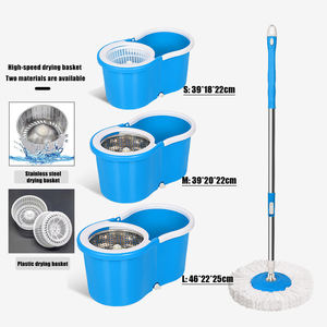 Ensemble Serpillière et <span class=keywords><strong>Seau</strong></span> Double 2-en-1 <span class=keywords><strong>Rotatif</strong></span> à 360° en Plastique Bleu Premium avec Essoreuse pour Serpillière Rotative - Product Image 2