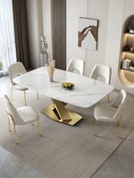 Ensembles de salle à manger de luxe italiens, table en céramique marbrée avec 4/6/8 chaises rembourrées pour la cuisine