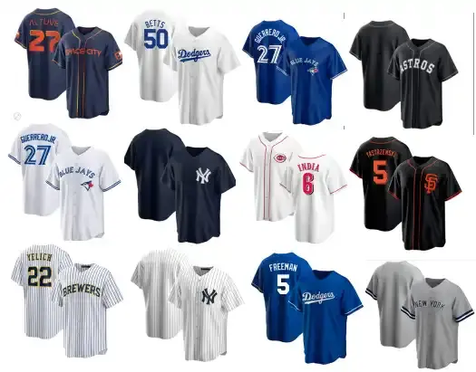 Pronto para enviar Custom All star American baseball jerseys camisa Design personalizado mens bordado camisas de beisebol para 30 equipes