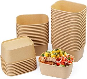 Tapa <span class=keywords><strong>de</strong></span> Ensaladera <span class=keywords><strong>de</strong></span> Papel Kraft Rectangular Recubierto <span class=keywords><strong>de</strong></span> PE Doble, Reciclable, Respetuoso con el Medio Ambiente, 16oz, 32oz, para Sushi, Pizza, Galletas, <span class=keywords><strong>Pan</strong></span>, Servir - Product Image 1