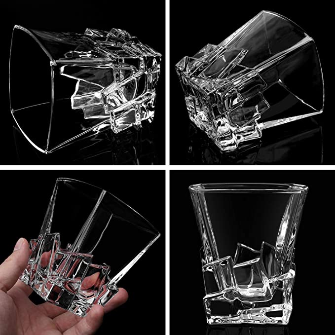 Iceberg Whiskey Transparent Drinking Glasses,Wine accessaries for Whisky,Cocktail Juice,300ML (10.6 oz)