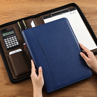 Porte-documents multifonctionnel en cuir PU A4, bloc-notes de grande capacité, organiseur de documents professionnels avec fermeture à glissière