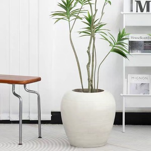 Pots de plantes ronds à nervures fines blancs mats, jardinières, pots en argile fibreuse pour arbres, légers, respirants, pour plantes <span class=keywords><strong>d</strong></span>'intérieur - Product Image 4