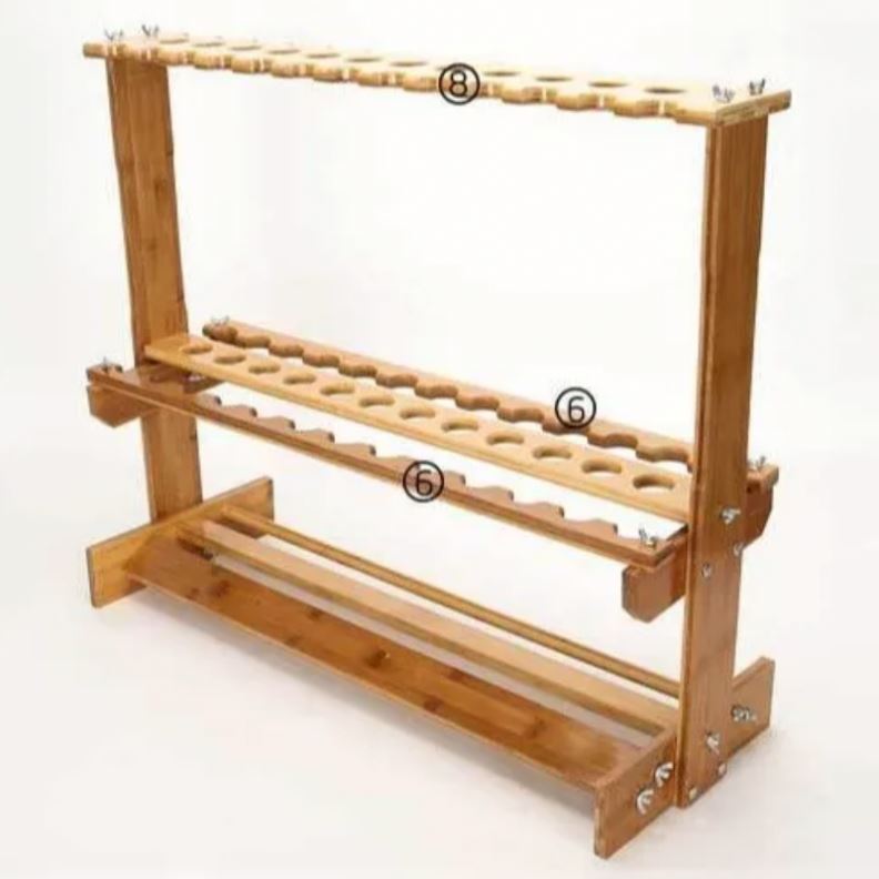 Fishing Rod Rack Display Wooden Holder - Adjustable Storage