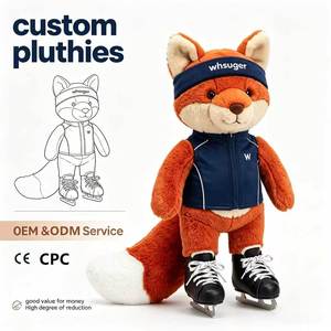 Peluche renard de patinage de vitesse personnalisée en usine, Mascotte animale en peluche de course hivernale OEM, Veste marine, Bandeau, Chaussures de patinage sur glace CE CPC - Product Image 1